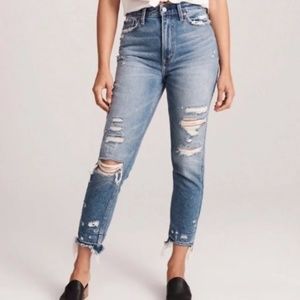 A & F Annie High Rise Girlfriend Destroyed Jeans